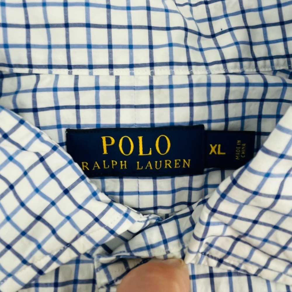 Polo Ralph Lauren Mens Button Down Shirt Blue and White size XL 10378